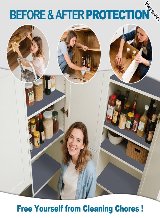 Hersvin Shelf Liners, 24in x 20ft Kitchen Drawer Mats, Non-Adhesive EVA Cupboard Protector, Cabinet Lining (Dark Gray/Dot) - Image 3